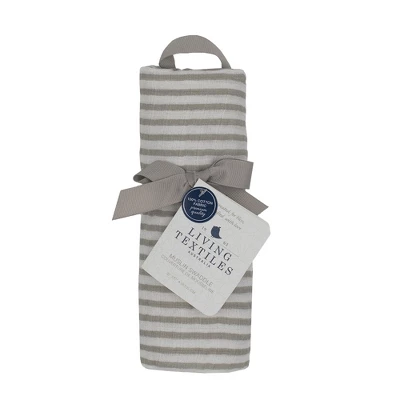 Living Textiles|Single Pack Muslin Grey Stripe 1 Living Textiles|Single Pack Muslin Grey Stripe