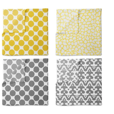Bacati - Ikat Dots Giraffe Yellow Grey Neutral 10 Pc Crib Set With Long Rail Guard Cover & 4 Muslin Swaddling Blankets 8 Bacati - Ikat Dots Giraffe Yellow Grey Neutral 10 Pc Crib Set With Long Rail Guard Cover & 4 Muslin Swaddling Blankets - Image 8