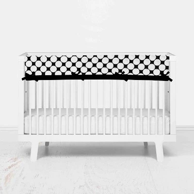Bacati - Dots Stripes Black/White 6 Pc Crib Bedding Set With Long Rail Guard Cover 10 Bacati - Dots Stripes Black/White 6 Pc Crib Bedding Set With Long Rail Guard Cover - Image 10