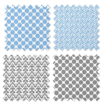 Bacati - Ikat Blue/Gray Swaddling Muslin Blankets Set Of 4 4 Bacati - Ikat Blue/Gray Swaddling Muslin Blankets Set Of 4 - Image 4