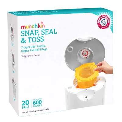 Munchkin Arm & Hammer Diaper Pail Snap, Seal And Toss Refill Bags, 600ct, 20pk 8 Munchkin Arm & Hammer Diaper Pail Snap, Seal And Toss Refill Bags, 600ct, 20pk - Image 8