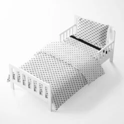 Bacati - Mustache/Plus Muslin 4 Pc Toddler Bedding Set, Black