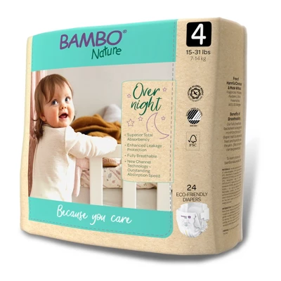 Bambo Nature Overnight Diapers, Disposable, Eco-Friendly, Size 4 2 Bambo Nature Overnight Diapers, Disposable, Eco-Friendly, Size 4 - Image 2