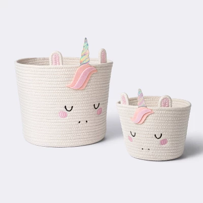 Coiled Rope Forest Animal Small Round Storage Basket - Unicorn - Cloud Island™ 3 Coiled Rope Forest Animal Small Round Storage Basket - Unicorn - Cloud Island™ - Image 3