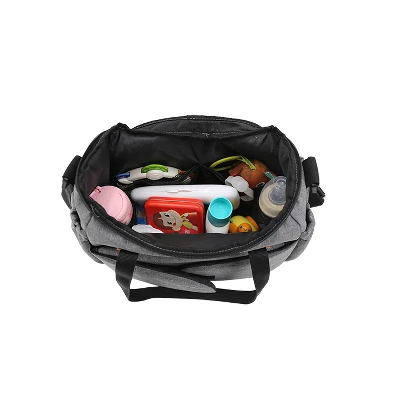 Gray And Black Multi-Compartment Diaper Bag With Changing Pad 3 Gray And Black Multi-Compartment Diaper Bag With Changing Pad - Image 3