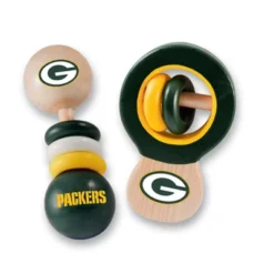 Baby Fanatic Wood Rattle 2 Pack - NFL Green Bay Packers Baby Toy Set