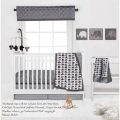 Bacati - Elephants White/Gray 10 Pc Crib Bedding Set With 2 Crib Fitted Sheets -Baby Trend Store GUEST 3867aaf1 6cd2 429c aec6 b664fd5311fc