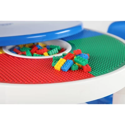 3pc Round Plastic Construction Table With 2 Chairs And Cover Blue/Red/White - Humble Crew 2 3pc Round Plastic Construction Table With 2 Chairs And Cover Blue/Red/White - Humble Crew - Image 2