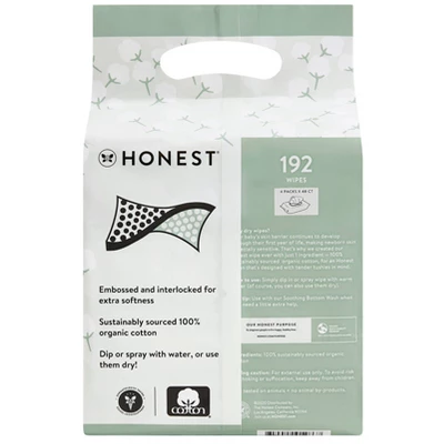 The Honest Company 100% Organic Cotton Dry Wipes - 192ct 1 The Honest Company 100% Organic Cotton Dry Wipes - 192ct