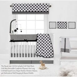 Bacati - Dots Stripes Black/White 10 Pc Crib Bedding Set With Long Rail Guard Cover -Baby Trend Store GUEST 4bb4b27c ad04 4b0a a7bf 1fe8fa4273ed