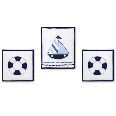 Bacati - Little Sailor Anchor Boat Blue Navy 10 Pc Crib Bedding Set With Long Rail Guard Cover 7 Bacati - Little Sailor Anchor Boat Blue Navy 10 Pc Crib Bedding Set With Long Rail Guard Cover - Image 7