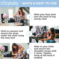 CozyBaby Portable Washable Cloth Travel Easy Seat High Chair W/ 1 Click Setup, Reinforced Harness, And Machine Washable Fabric, Charcoal Yellow -Baby Trend Store GUEST 587c33be b317 4b47 bbf2 fca4c393e70d