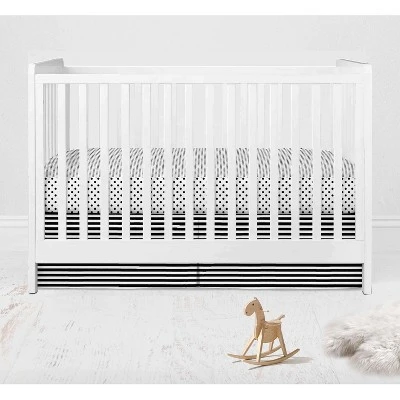 Bacati - Dots Stripes Black/White 6 Pc Crib Bedding Set With Long Rail Guard Cover 7 Bacati - Dots Stripes Black/White 6 Pc Crib Bedding Set With Long Rail Guard Cover - Image 7