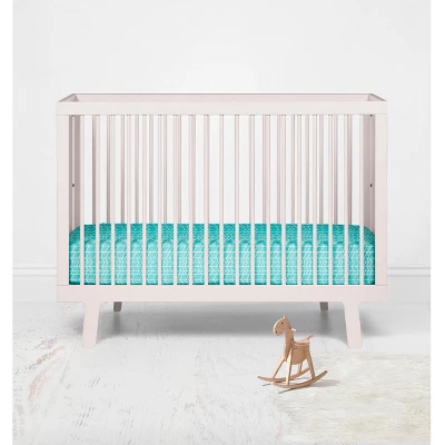 Bacati - Safari Animals Aqua Grid Print 100 Percent Cotton Universal Baby US Standard Crib Or Toddler Bed Fitted Sheet 3 Bacati - Safari Animals Aqua Grid Print 100 Percent Cotton Universal Baby US Standard Crib Or Toddler Bed Fitted Sheet - Image 3