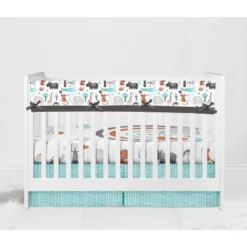 Bacati - Jungle Safari Aqua Orange Gray 10 Pc Crib Bedding Set With Long Rail Guard Cover -Baby Trend Store GUEST 659e1928 cf4a 4902 ae0b 5c053f4c772e