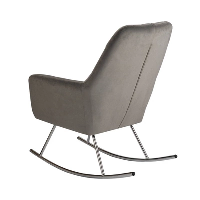 Gift Mark Deluxe Adult Rocking Chair With Chrome Legs - Gray 2 Gift Mark Deluxe Adult Rocking Chair With Chrome Legs - Gray - Image 2