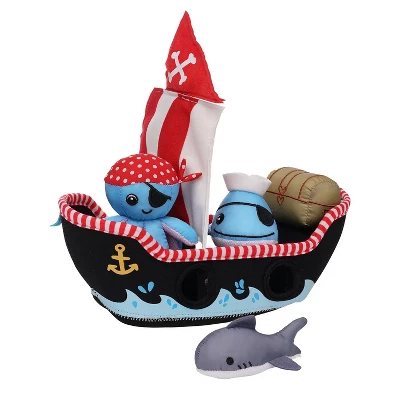 Manhattan Toy Neoprene Pirate Ship 5 Piece Floating Spill N Fill Bath Toy With Quick Dry Sponges And Squirt Toy 3 Manhattan Toy Neoprene Pirate Ship 5 Piece Floating Spill N Fill Bath Toy With Quick Dry Sponges And Squirt Toy - Image 3