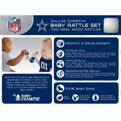 Baby Fanatic Wood Rattle 2 Pack - NFL Dallas Cowboys Baby Toy Set 2 Baby Fanatic Wood Rattle 2 Pack - NFL Dallas Cowboys Baby Toy Set - Image 2
