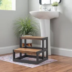 Barberry Wood And Metal Bed Steps - Powell -Baby Trend Store GUEST 7839a63a 2244 410f 9b5c 615738a5cf59