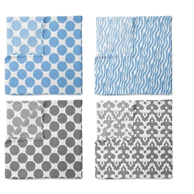 Bacati - Ikat Blue/Gray Swaddling Muslin Blankets Set Of 4 1 Bacati - Ikat Blue/Gray Swaddling Muslin Blankets Set Of 4