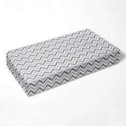 Bacati - Chevron Ikat Gray Steel 100 Percent Cotton Universal Baby US Standard Crib Or Toddler Bed Fitted Sheet