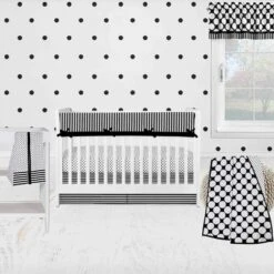 Bacati - Dots Stripes Black/White 6 Pc Crib Bedding Set With Long Rail Guard Cover 12 Bacati - Dots Stripes Black/White 6 Pc Crib Bedding Set With Long Rail Guard Cover -Baby Trend Store GUEST 8ed98403 3fcd 4015 9fc0 f703b793b18e