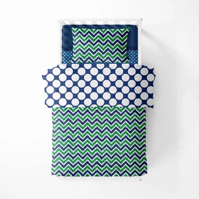 Bacati - Mix N Match Blue/Green 4 Pc Cotton Toddler Bedding Set 3 Bacati - Mix N Match Blue/Green 4 Pc Cotton Toddler Bedding Set - Image 3