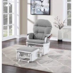 Suite Bebe Madison Glider & Ottoman - White/Oyster