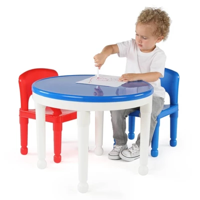 3pc Round Plastic Construction Table With 2 Chairs And Cover Blue/Red/White - Humble Crew 5 3pc Round Plastic Construction Table With 2 Chairs And Cover Blue/Red/White - Humble Crew - Image 5