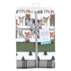 Hudson Baby Infant Boy Cotton Flannel Receiving Blankets, Wild Forest, One Size