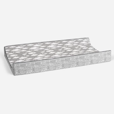 Bacati - Clouds In The City Gray Clouds Quilted Changing Pad Cover 2 Bacati - Clouds In The City Gray Clouds Quilted Changing Pad Cover - Image 2