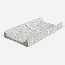 Bacati - Jungle Safari Aqua/Orange Muslin Quilted Changing Pad Cover