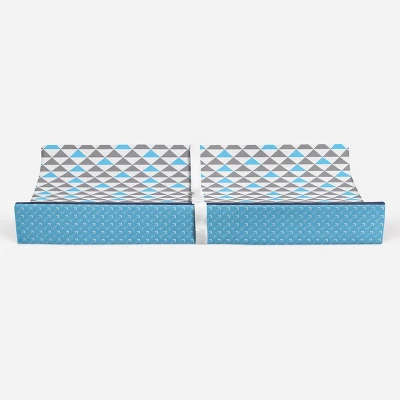 Bacati - Woodlands Aqua/Navy/Gray Neutral Cotton Changing Pad Cover 5 Bacati - Woodlands Aqua/Navy/Gray Neutral Cotton Changing Pad Cover - Image 5