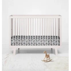 Bacati - Chevron Ikat Gray Steel 100 Percent Cotton Universal Baby US Standard Crib Or Toddler Bed Fitted Sheet -Baby Trend Store GUEST bc313c11 58f6 46ef 8f22 03c6efa62bee