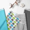 Bacati - Elephants Aqua/Lime/Gray 4 Pc Crib Bedding Set With Diaper Caddy