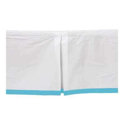 Bacati - White With Band On Bottom Crib/Toddler Bed Skirt - Aqua 3 Bacati - White With Band On Bottom Crib/Toddler Bed Skirt - Aqua - Image 3