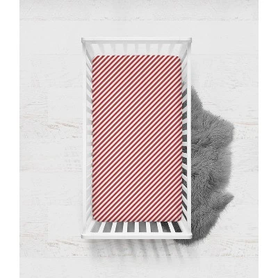 Bacati - Red Warp Stripes 100 Percent Cotton Universal Baby US Standard Crib Or Toddler Bed Fitted Sheet 2 Bacati - Red Warp Stripes 100 Percent Cotton Universal Baby US Standard Crib Or Toddler Bed Fitted Sheet - Image 2