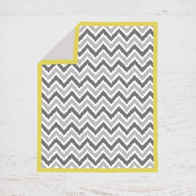 Bacati - Ikat Dots Giraffe Yellow Grey Neutral 10 Pc Crib Set With Long Rail Guard Cover & 4 Muslin Swaddling Blankets 3 Bacati - Ikat Dots Giraffe Yellow Grey Neutral 10 Pc Crib Set With Long Rail Guard Cover & 4 Muslin Swaddling Blankets - Image 3