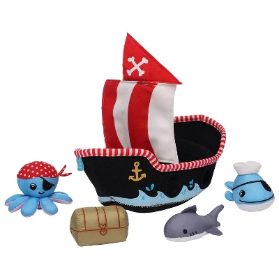 Manhattan Toy Neoprene Pirate Ship 5 Piece Floating Spill N Fill Bath Toy With Quick Dry Sponges And Squirt Toy 2 Manhattan Toy Neoprene Pirate Ship 5 Piece Floating Spill N Fill Bath Toy With Quick Dry Sponges And Squirt Toy - Image 2
