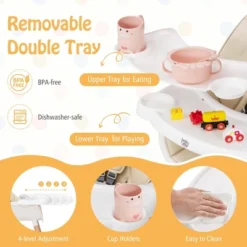 Babyjoy Baby High Chair Wooden Feeding Chair With 4-Gear Tray & Removable Cushion Beige/Grey -Baby Trend Store GUEST e33163e2 6a2f 4a05 bcad d6bcacf6ee8d