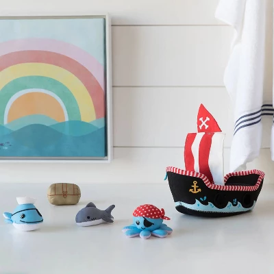 Manhattan Toy Neoprene Pirate Ship 5 Piece Floating Spill N Fill Bath Toy With Quick Dry Sponges And Squirt Toy 4 Manhattan Toy Neoprene Pirate Ship 5 Piece Floating Spill N Fill Bath Toy With Quick Dry Sponges And Squirt Toy - Image 4