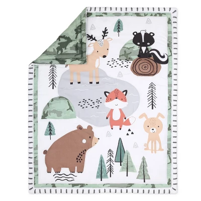 The Peanutshell Woodland Camo Baby Crib Bedding Set - Green/White - 3pc 3 The Peanutshell Woodland Camo Baby Crib Bedding Set - Green/White - 3pc - Image 3