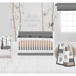 Bacati - Owls In The Woods Beige/Gray 6 Pc Crib Bedding Set With Long Rail Guard Cover -Baby Trend Store GUEST ff9e00b2 4e6d 4691 aa38 e32d14ca21ab